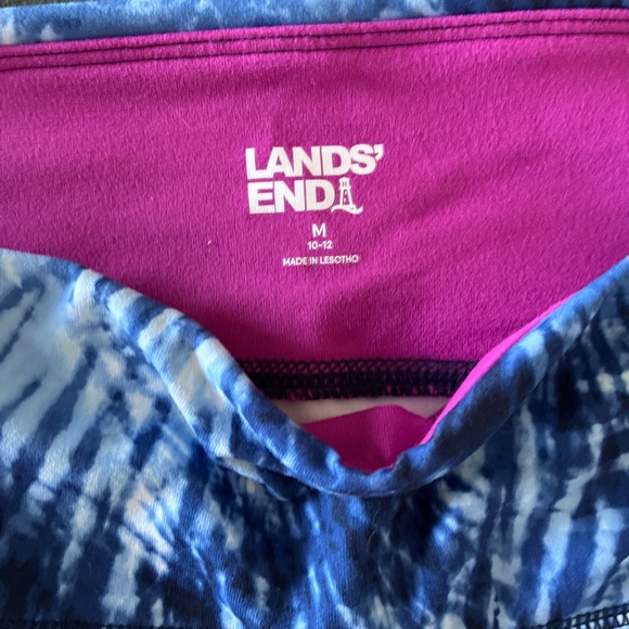 Land’s End compression leggings tie dye blue athletic exercise pants M - Picture 3 of 11